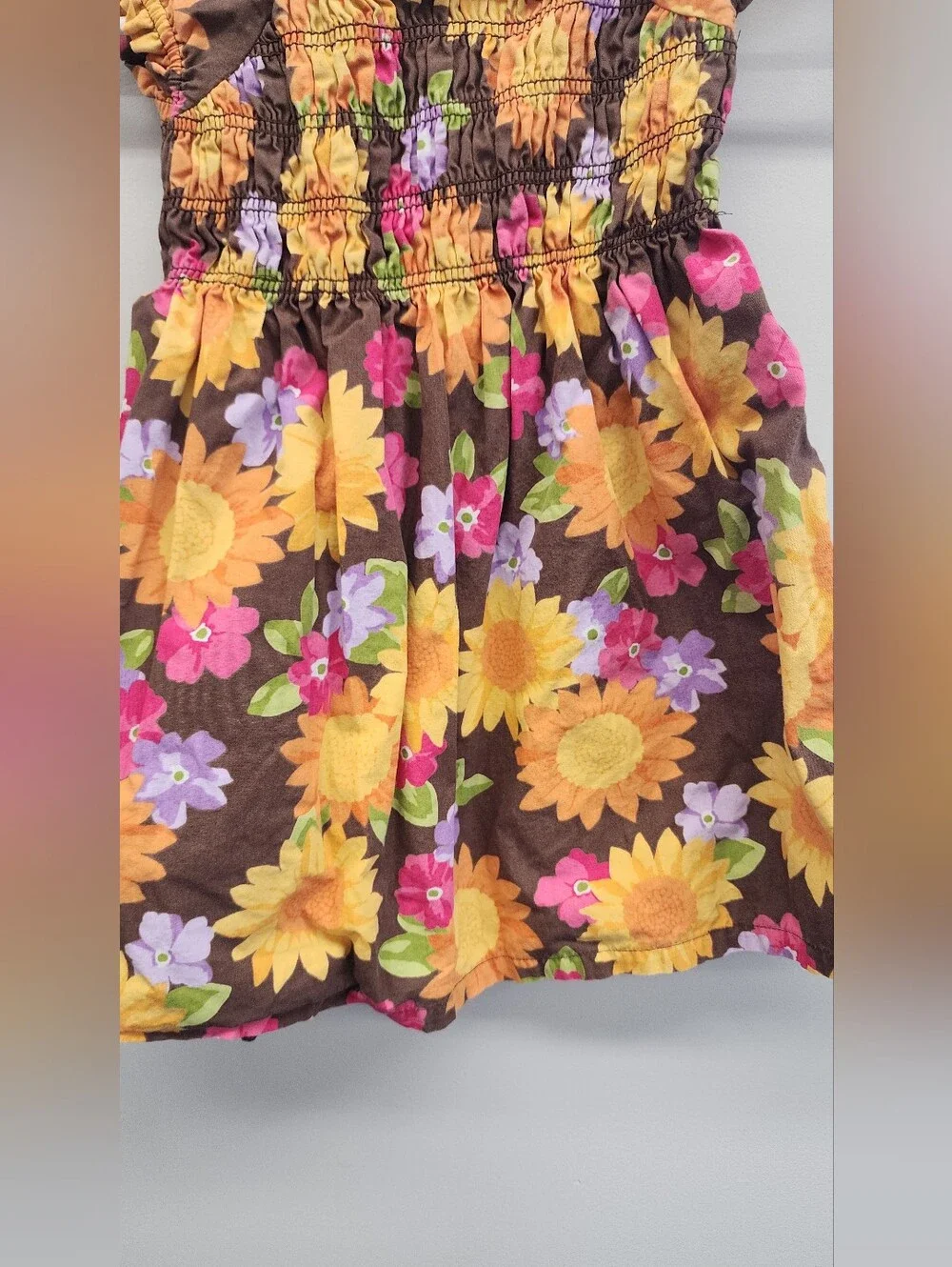 Gymboree Vintage 2011 Sunflower Floral Smocked Dress Girls Size 3